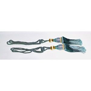 NEW (2 Pack ) Curtain Rope Tieback with Tassel (Grey/Blue)  10" Rope, 8 " Tassel